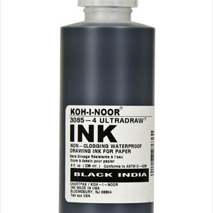 Koh-I-Noor Ultradraw Pigment-Based Ink, 8 Oz. Bottle, Black
